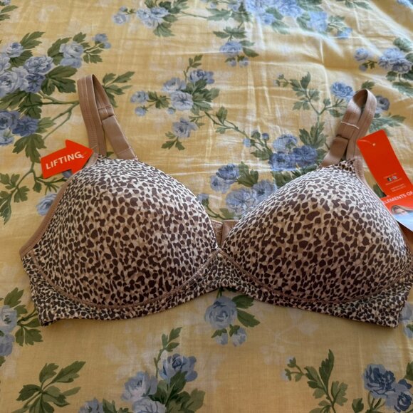 Warner Leopard Print Lifting Bra - 38B - Picture 1 of 5